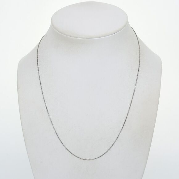 Vintage Italy Sterling Silver 925 0.7mm Box Chain Necklace 18" - Picture 1 of 3